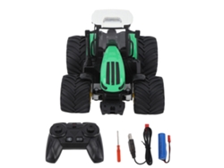 Mali trator Controle Remoto 1:24 2.4g Brinquedo Fazenda Infantil Rodas Antiaderentes Luz Presente Natal Aniversário Verde