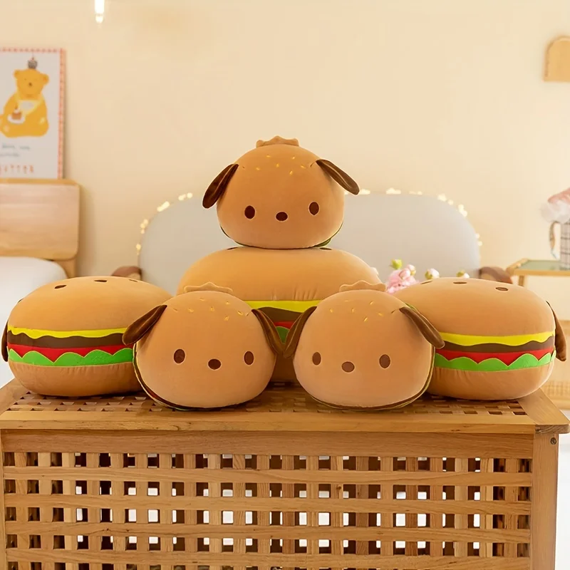 (laranja, 25cm) Almofada De Cachorro Hambúrguer, Almofada Cheeseburger, Brinquedo De Pelúcia