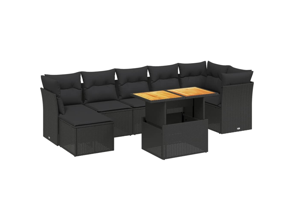 Maison Exclusive - Set De Sofás De Jardín 8 Piezas Y Cojines Ratán Sintético Negro