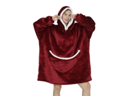 Bata Estilo Sudadera Y Manta De Felpa Extrasuave. Bolsillo Frontal Tipo Canguro. Diseño Rojo
