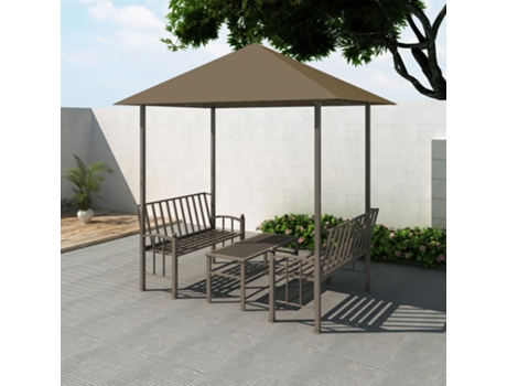 MAISON EXCLUSIVE Cenador con mesa y bancos gris taupe 2,5x1,5x2,4 m 180 g/m²