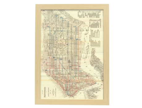 NACNIC Pósters Geográficos En Estilo Vintage Mapa De Manhattan De 1899 Ilustraciones De Antiguos Mapamundis En Tonos Sepia Tamaño A4, Con Marco Bla...