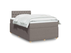 Cama Box Spring Con Colchón Tela Gris Taupe 120x200 Cm