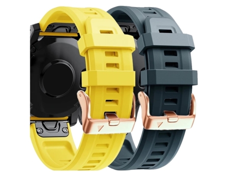 Pulsera Silicona Cierre Metálico para Garmin Instinct 2S Amarillo y Azul Oscuro Pack 2X VEANXIN