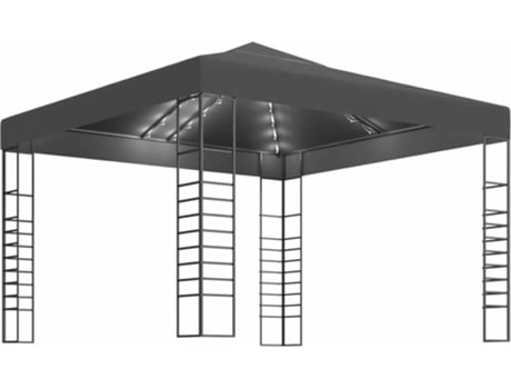 vidaXL Carpa cenador de jardín con tira de luces LED 3x3 m antracita