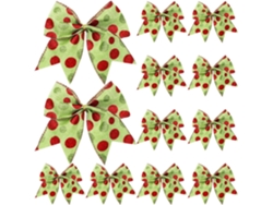 12 Lazos Navideños Verde-Rojos – Lazos brillantes de 15 cm para árbol de Navidad, guirnalda y decoración de fiestas