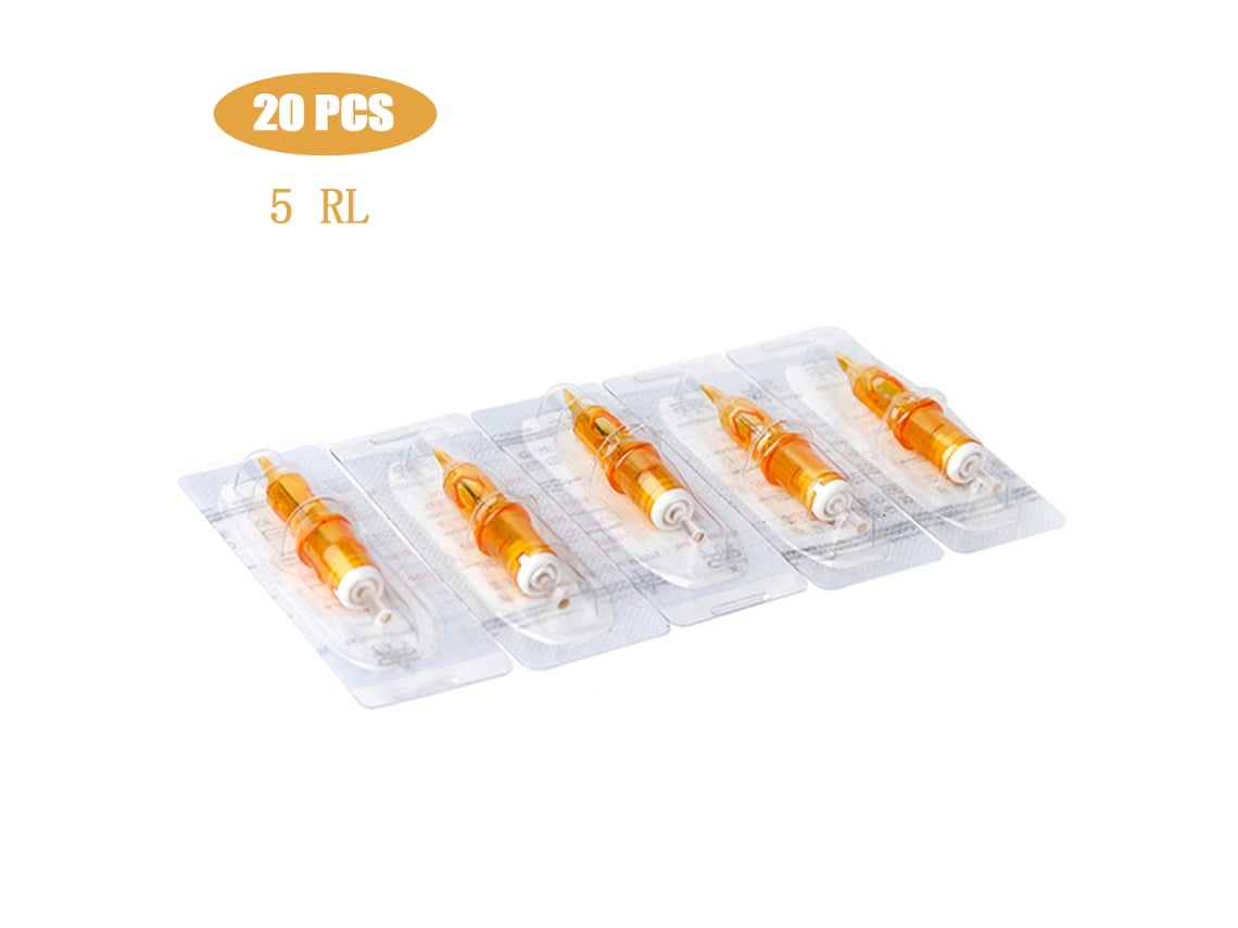 20 Peças De Agulhas Descartáveis Para Tatuagem, Agulhas De Cartucho Estéril, Apto Para Sobrancelhas, Olhos E Lábios, Material Abs + Aço