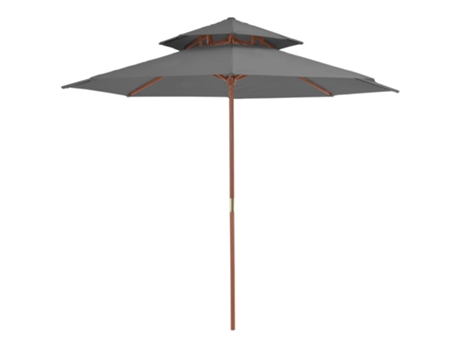 vidaXL Sombrilla de dos pisos palo de madera 270 cm gris antracita