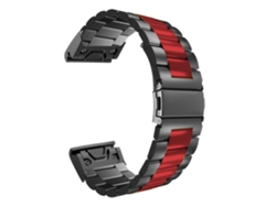 Correa Acero Inoxidável Adaptable Negro y Rojo para Garmin Instinct Solar Camo Edition