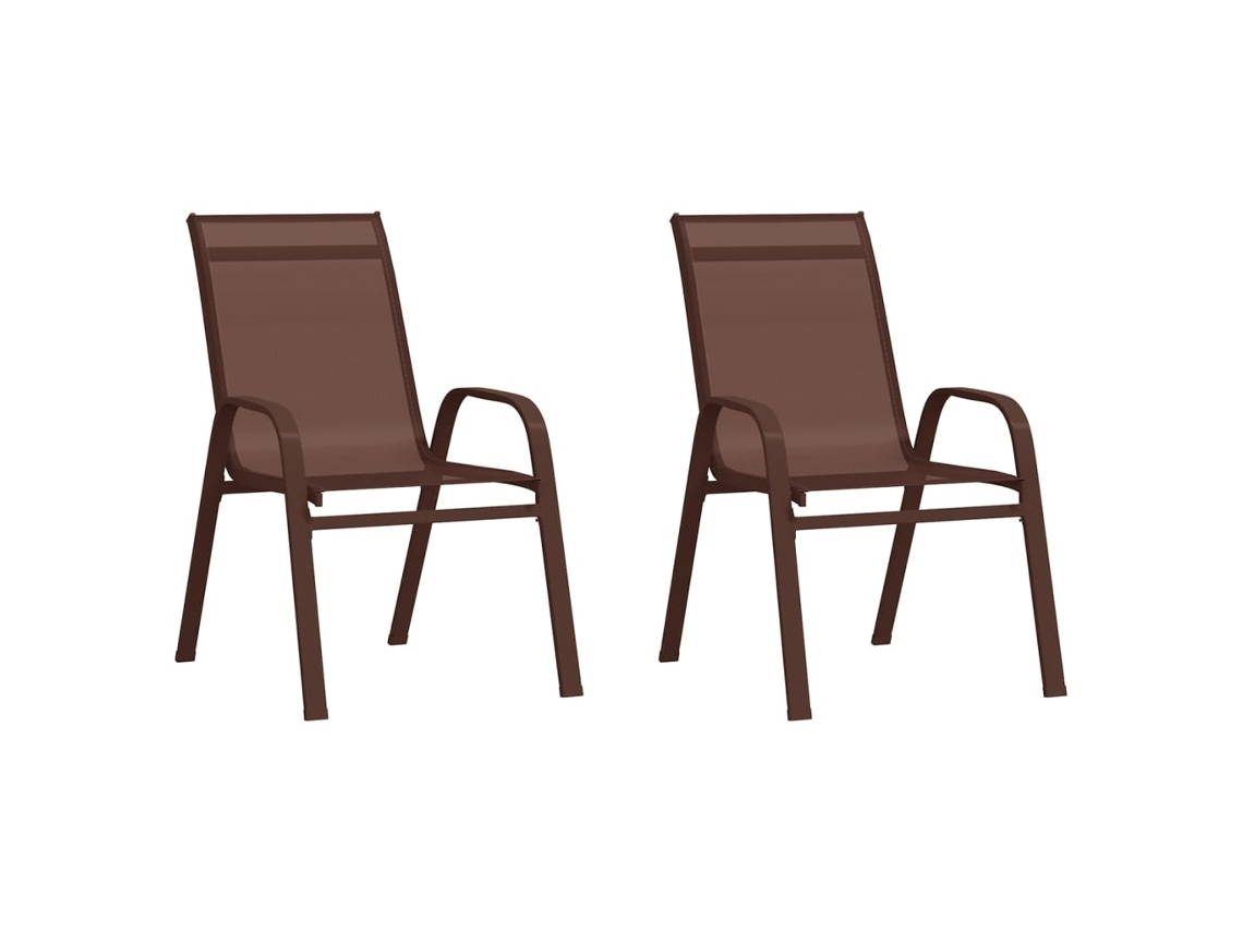 Sillas de jardín apilables DKD Home Decor de 2 piezas en textileno marrón