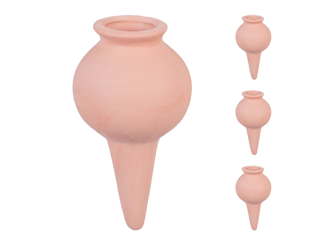Relaxdays Picos De Riego Con Forma De Vasijas, Set De 4, Autorriego Para Plantas De Interior Y Balcón, 12x6cm, Terracota