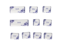 10 Teclas Pbt De Estilo Porcelana Azul Y Blanca Para Teclado Mecánico
