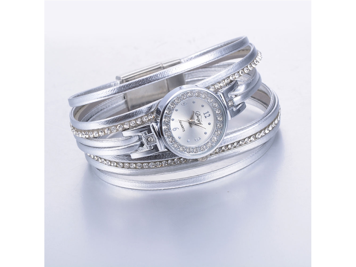 Reloj De Pulsera De Estilo Retro Para Mujer Con Delicados Diamantes De Imitación, Movimiento De Cuarzo De Aleación, Color Plata.