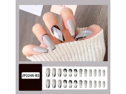 Uñas Postizas Caseras Con Diamantes Blancos Y Negros Para Fiestas Y Salones De Belleza.