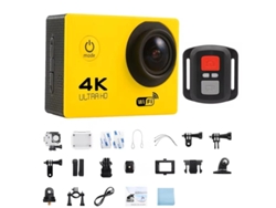 Câmera de Ação Wifi Ultra Hd 4k de 2 Polegadas a 30 Fps, À Prova D'água MDUG (amarelo 64gb)