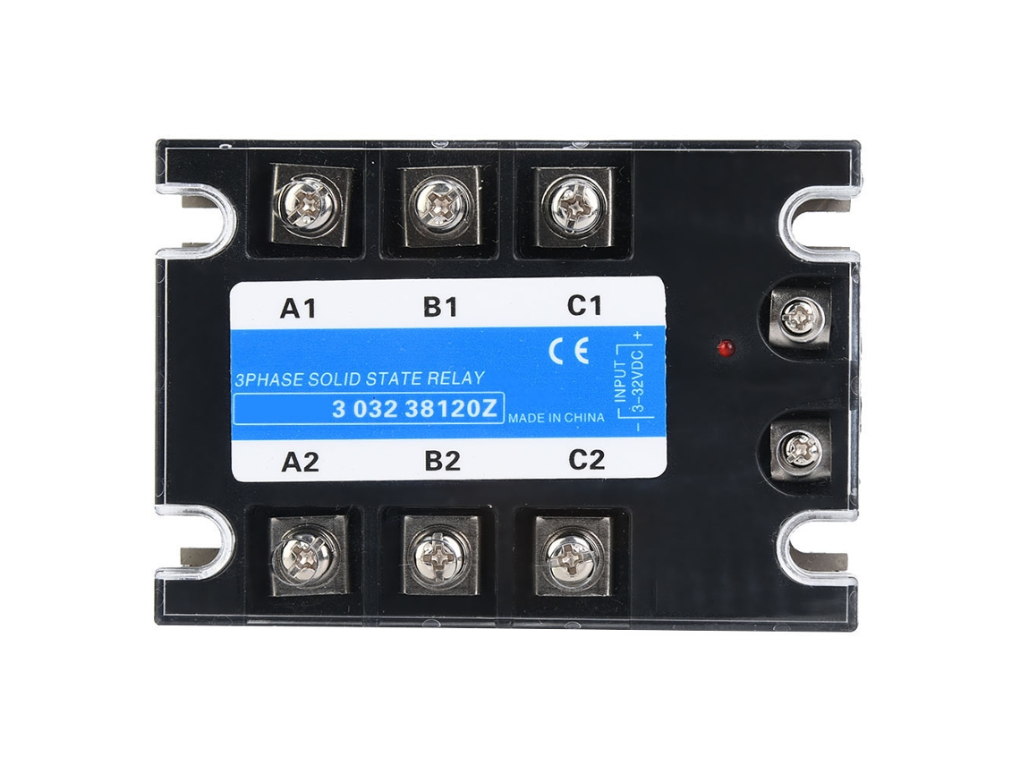 Relé trifásico de estado sólido de 120 A con entrada de 3,32 V CC para máquinas CNC y equipos eléctricos Berm 3 032 38120z | Sin marca