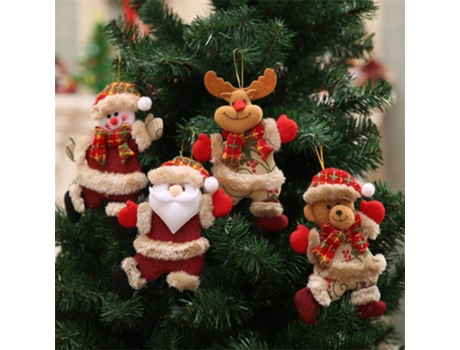 Árbol de Navidad Muñeca colgante Papá Noel Muñeco de nieve Etiquetas de alce Colgante Adornos de fiesta navideña