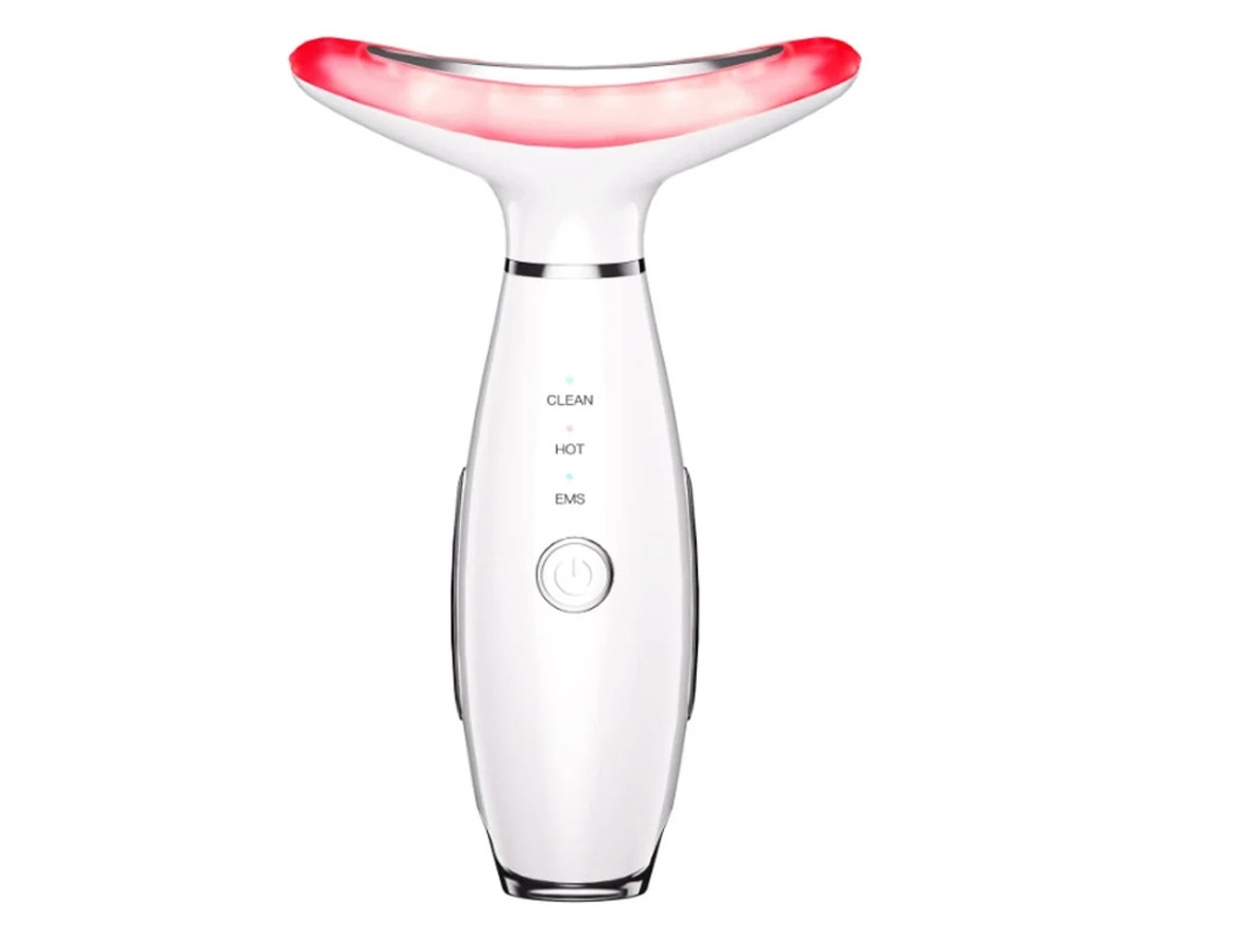 Masajeador de belleza 3 en 1 para rostro y cuello con tecnología de triple acción de luz LED, térmica y vibratoria para el cuidado de la piel Bestvite