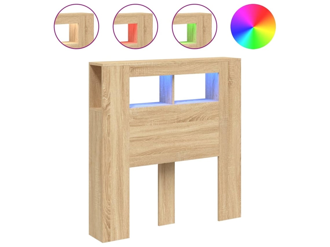 Cabecero LED madera VIDAXL ingeniería roble Sonoma (100x18,5x103,5 cm)