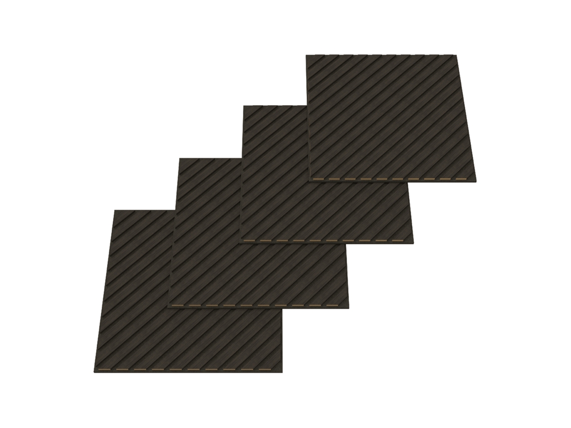 Conjunto de 12 paneles acústicos Vang 3D, 4,32 m², lamas diagonales - Neu.holz Roble Gris