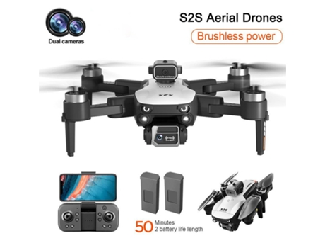 S2S Mini Drone con cámara dual 4K, cuadricóptero plegable sin escobillas (2 batería - Duración de la batería: 25 min - Blanco)