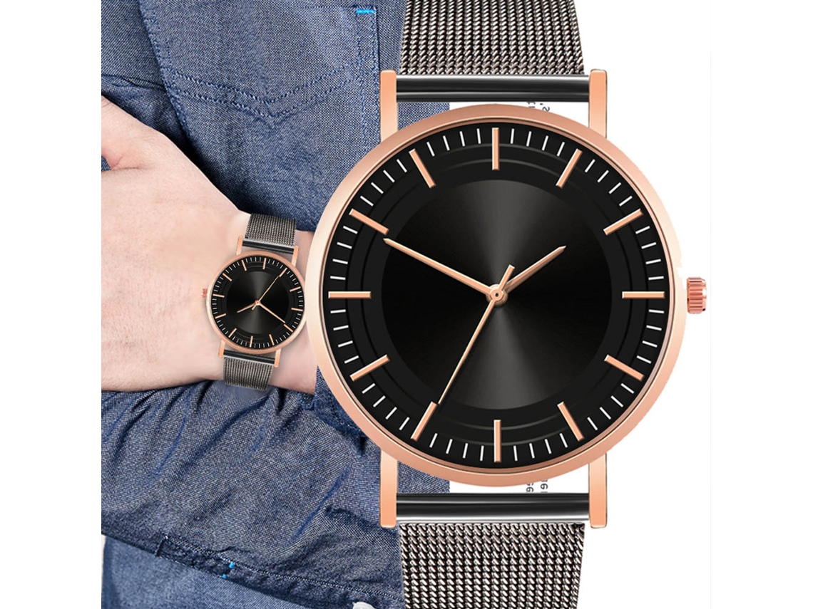 Reloj De Moda Para Hombre Y Mujer, Correa De Malla, Esfera Redonda, Cuarzo, Para Parejas 7