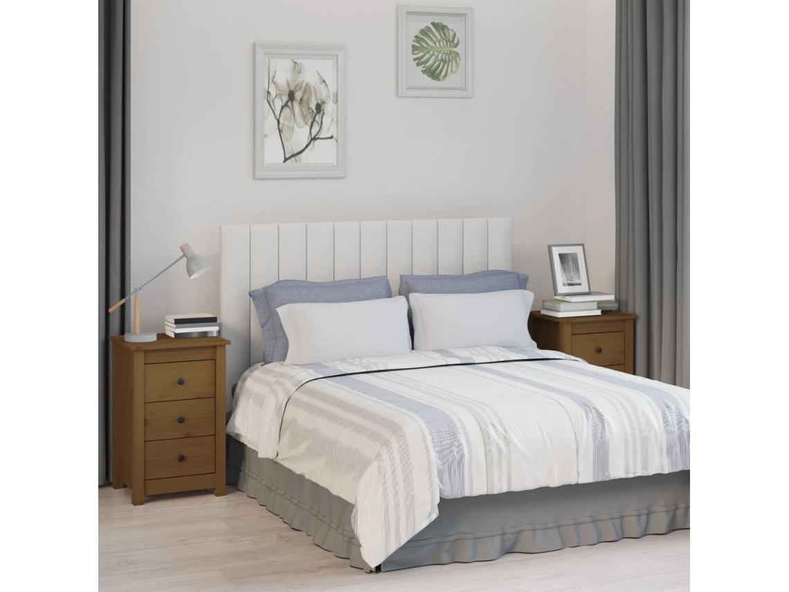 Mesitas de Noche LOVELY HOME Mesinha 2Pcs 40X35X61,5 Cm Pinho Maciço Castanho Mel