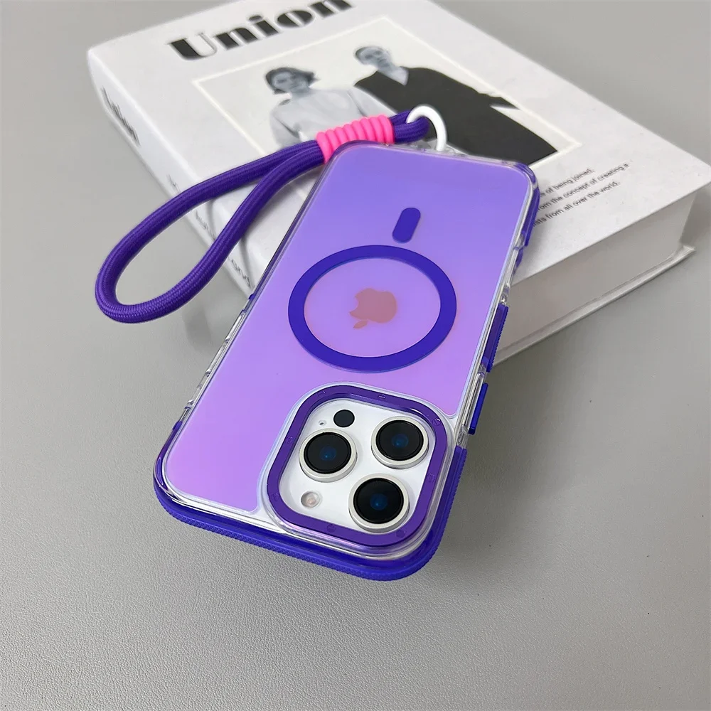 (iphone 14 Plus, Morado) Funda Protectora Magsafe Para Iphone, Compatible Con Carga Inalámbrica, Carcasa Rígida.