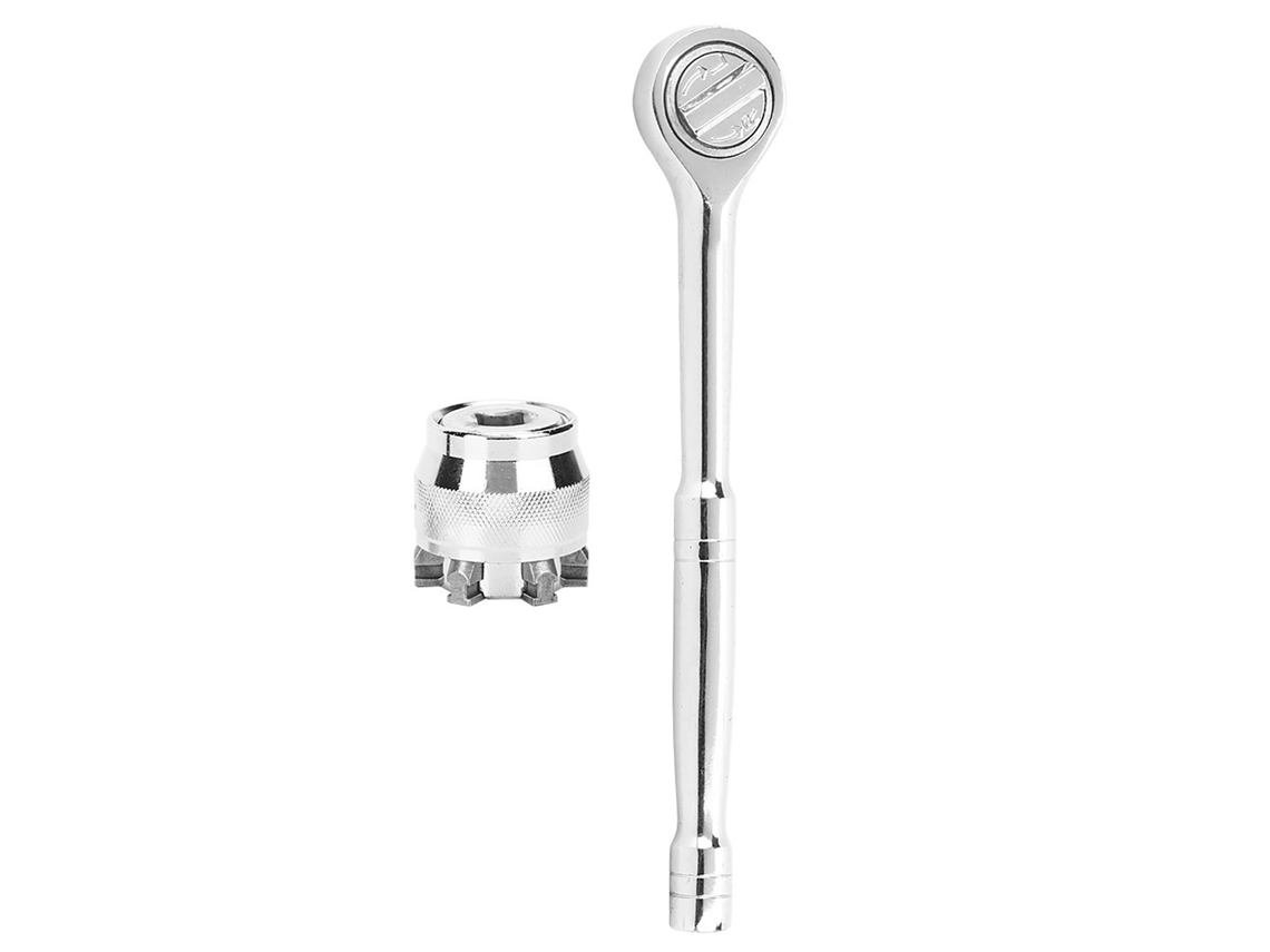 Llave de tubo de 3/8 de pulgada con mango de grúa, herramienta manual, acero cromado, plateada, accesorio de hardware