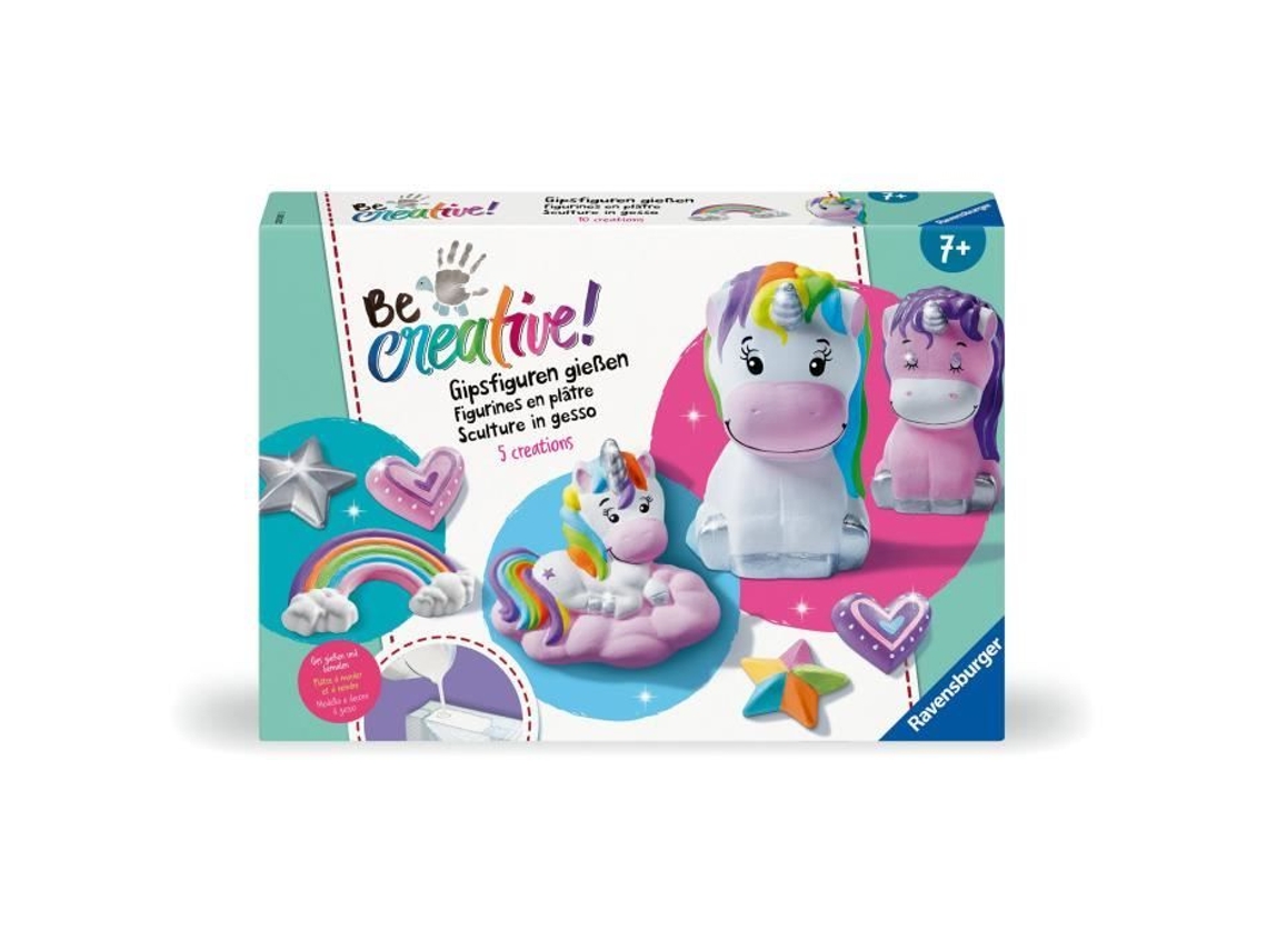 Figuras de unicornio creativas, 10 objetos para hacer en yeso, decoración, ocio creativo, a partir de 7 años, Ravensburger