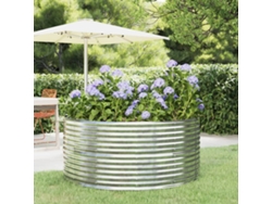 Jardín Elevado/Plantador de Acero con Revestimiento en Polvo Plateado 140X140X68 cm