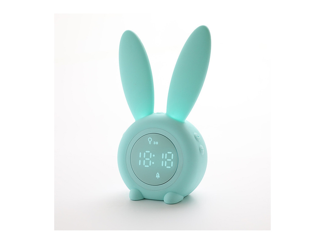 Reloj de escritorio Led Conejo de dibujos animados electrónico Despertly con luz de noche de respiración verde