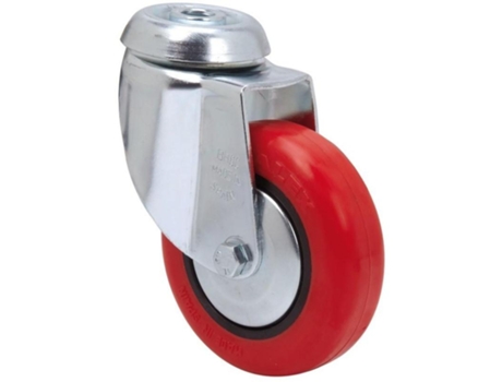 Rueda Giratora Agujero M10 20Bh80Cp-Ppi Poliamix-Poliur.Rojo Eje Liso ALEX