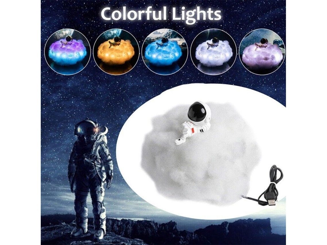 2026-lámpara Astronauta Nube Colorida Con Arcoíris Efecto Luz Nocturna Led Pve Mintiendo