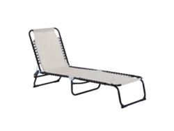 Tumbona De Malla De Acero De 4 Posiciones, Color Beige, 197x58x76cm