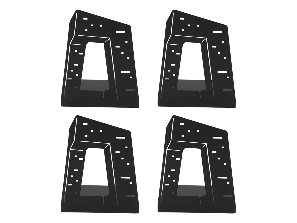 4 Piezas Soporte De Libros Estilo Arquitectónico Metal Estructura Negro Clásico Bordes Redondeados Almohadillas De Espuma Diseño Delgado Oficina