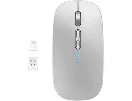 Ratón ELKUAIE Óptico Inalámbrico Silencioso Ultrafino 2.4G Inalámbrico Móvil Portátil Plata