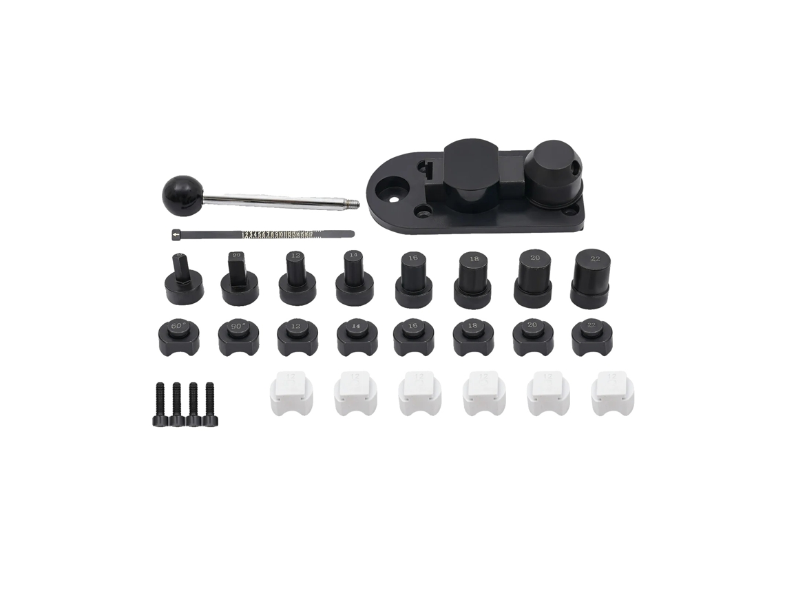 Dobladora de anillos, operación manual, construcción de acero y nailon, tamaño compacto, montaje en mesa, adecuada para metales blandos OEM