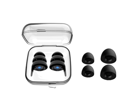 Tapones para los oídos con cancelación de ruido de silicona para dormir, roncar, trabajar y estudiar. Negro