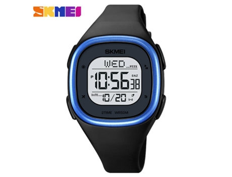 Reloj electrónico para deportes al aire libre Reloj luminoso impermeable Reloj digital LED unisex-Negro azul LUUCOZK