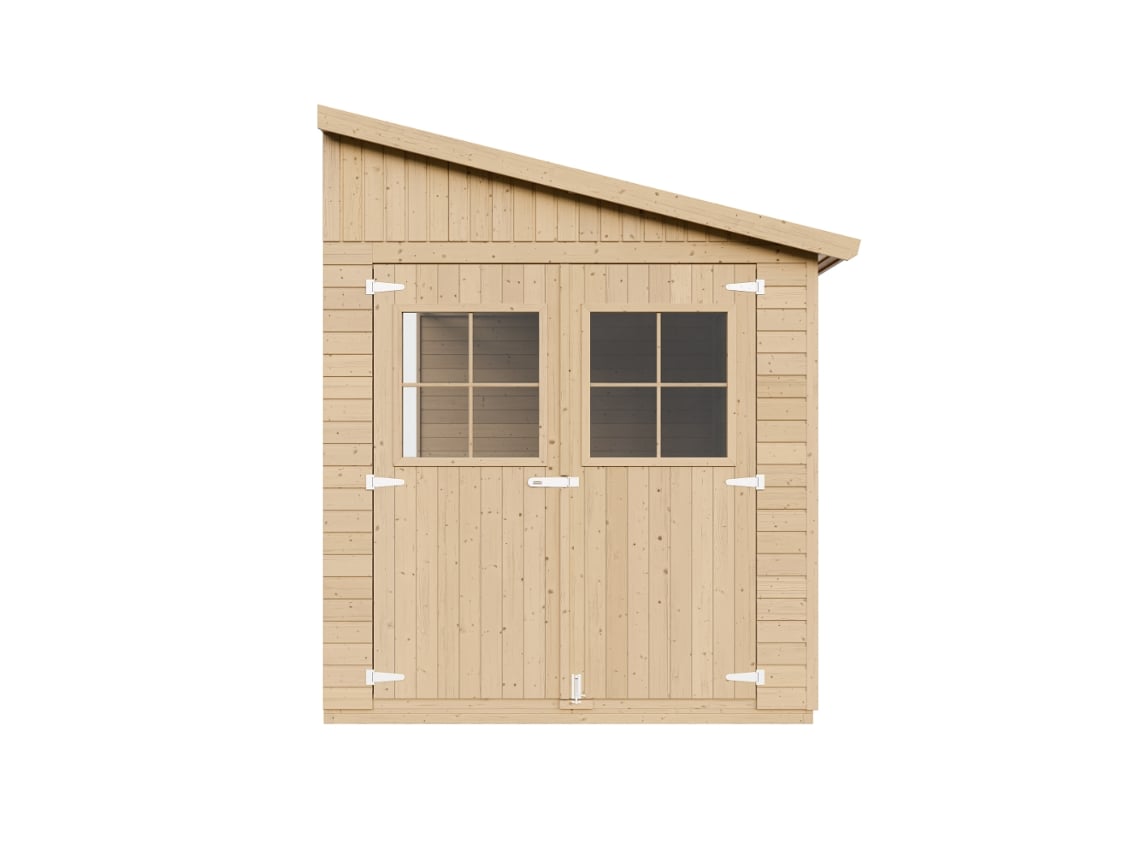 Caseta de Jardín de Madera TIMBELA M341 con Ventanas y Sin Pared Lateral (10 M² - 243 x 513 x 216 cm)