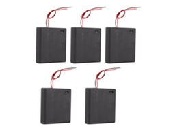 Yncm2026-caja Portapilas 5pcs Aa X4 6v Con Tapa Interruptor On/off Cable 15mm Batería Holder Case