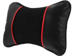 Almohada Reposacabezas De Coche De Piel Sintética Negra Y Roja