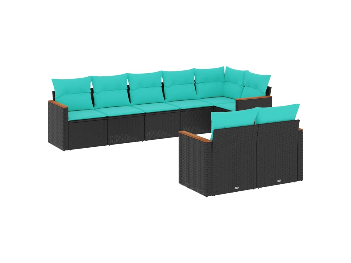 Conjunto de sofá de jardín de 9 piezas con cojines, ratán marrón. EXCLUSIVO DE MAISON.