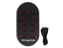 Estación de carga USB 2026 con 10 puertos, concentrador de carga rápida para hotel, hogar, viajes y escritorio.