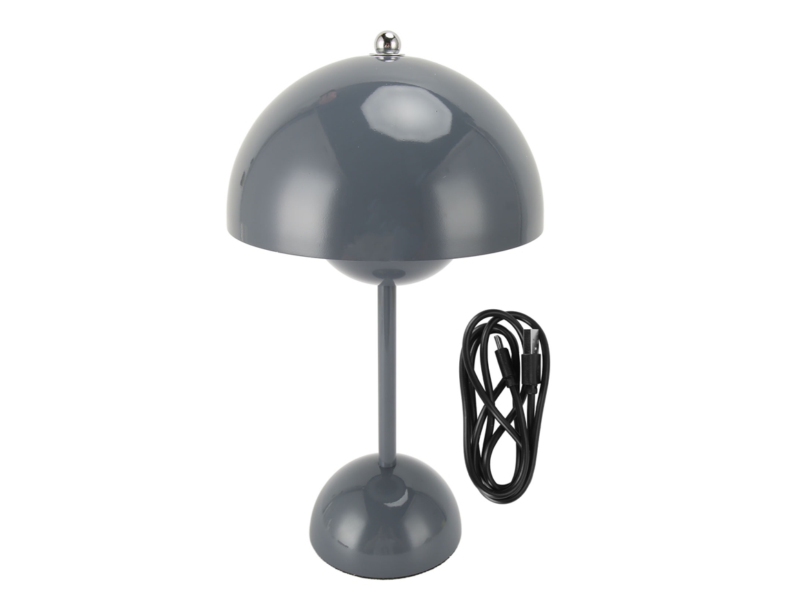 Rebe-lámpara De Mesa Inalámbrica Táctil Regulable Led Recargable Usb Con Domo De Hongo Para Dormitorio Y Oficina Gris