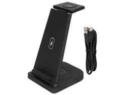 Base De Carga Inalámbrica Portátil Desmontable 3 En 1 Para Teléfono Móvil, Reloj Y Auriculares - Negra