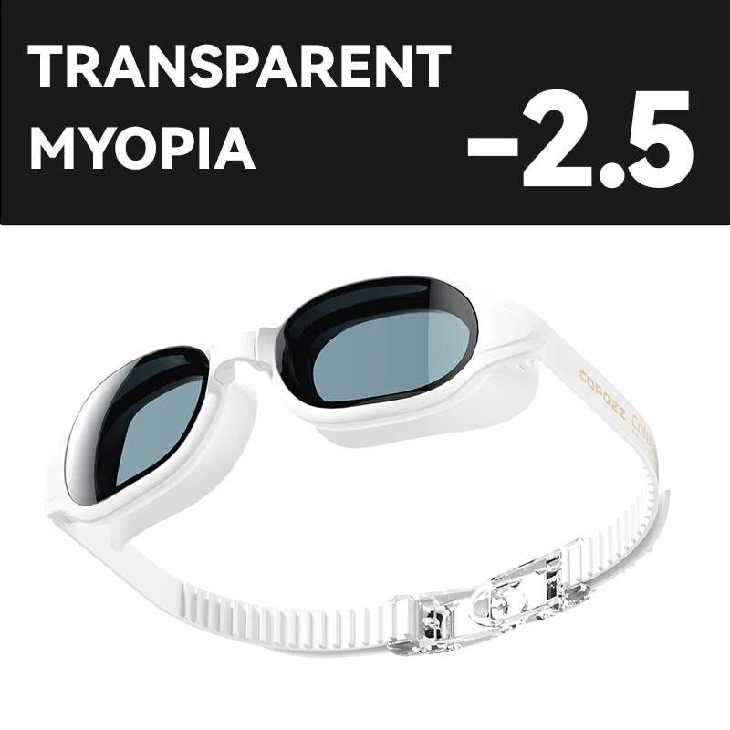 Gafas De Natación Unisex, Blancas, Con Lentes Graduadas De 250 Dioptrías, Antivaho Duradero Y Protección Uv, Ajustables.