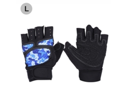 Guantes de levantamiento de pesas para entrenamiento, gimnasio, fitness, deportes, ejercicio, camuflaje azul, talla L