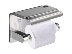 2026-porta Rollos De Papel Higiénico De Acero Inoxidable Con Estante, Adhesivo Sin Taladrar, Para Baño, Color Plata